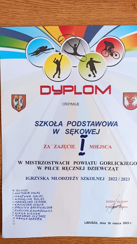I miejsce w Mistrzostwach Powiatu w piłce ręcznej